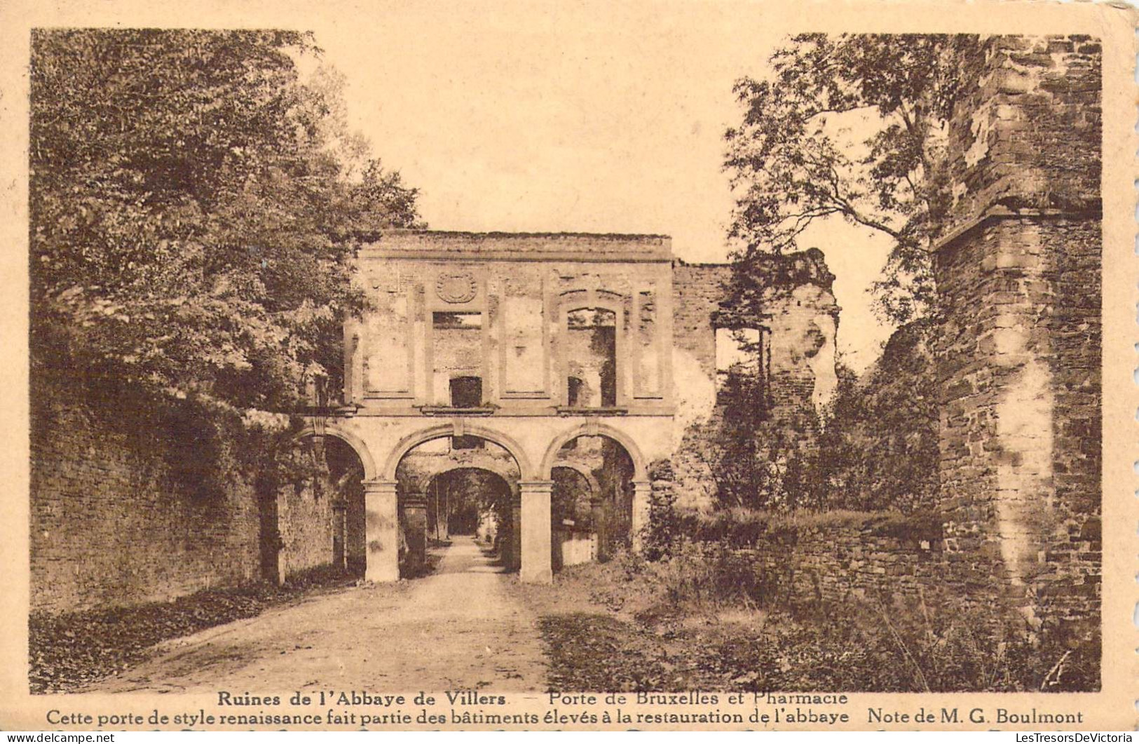 BELGIQUE - VILLERS LA VILLE - Ruines De L'Abbaye De Villers - Porte De Bruxelles Et Pharmacie - Carte Postale Ancienne - Villers-la-Ville