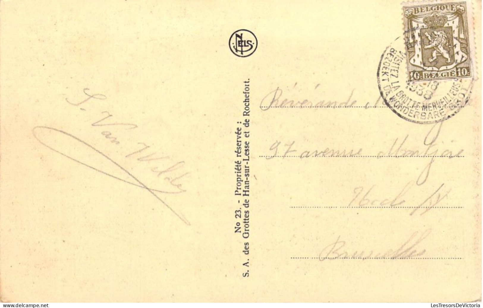 BELGIQUE - GROTTES DE HAN - Gouffre De Belvaux - Vue Intérieure - Carte Postale Ancienne - Autres & Non Classés