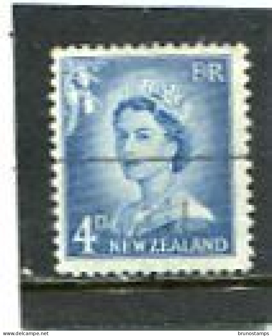 NEW ZEALAND - 1956  4d  QUEEN ELISABETH DEFINITIVE  NO STARS  FINE USED - Used Stamps