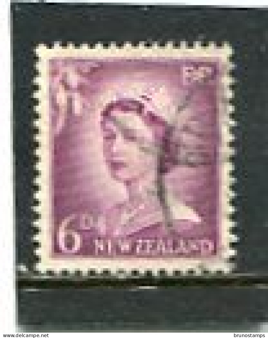 NEW ZEALAND - 1956  6d  QUEEN ELISABETH DEFINITIVE  NO STARS  FINE USED - Used Stamps