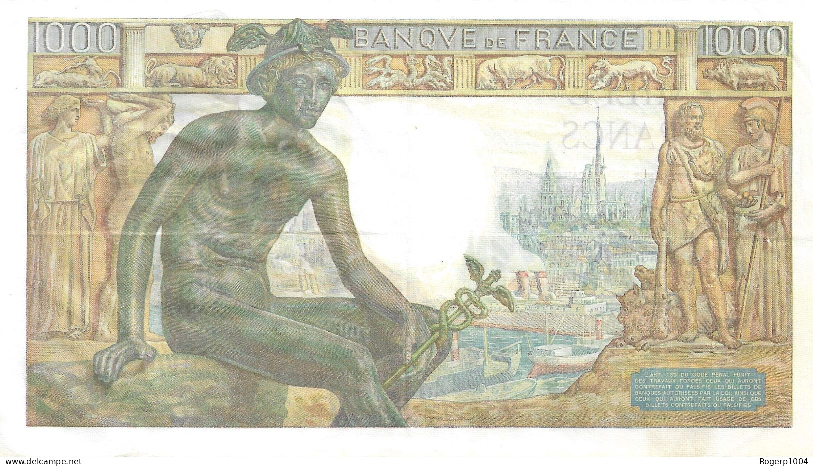 FRANCE * 1.000 Francs * Déesse Demeter * Date 28/05/1942 * F.40.01 * État SUP/XXF * - 1 000 F 1942-1943 ''Déesse Déméter''