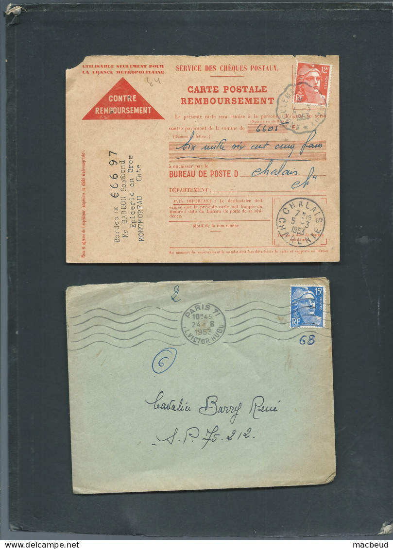 Lot 6 Documents Afranchis Par Mariane De Gandon  MALD 136 - 1945-54 Marianne (Gandon)