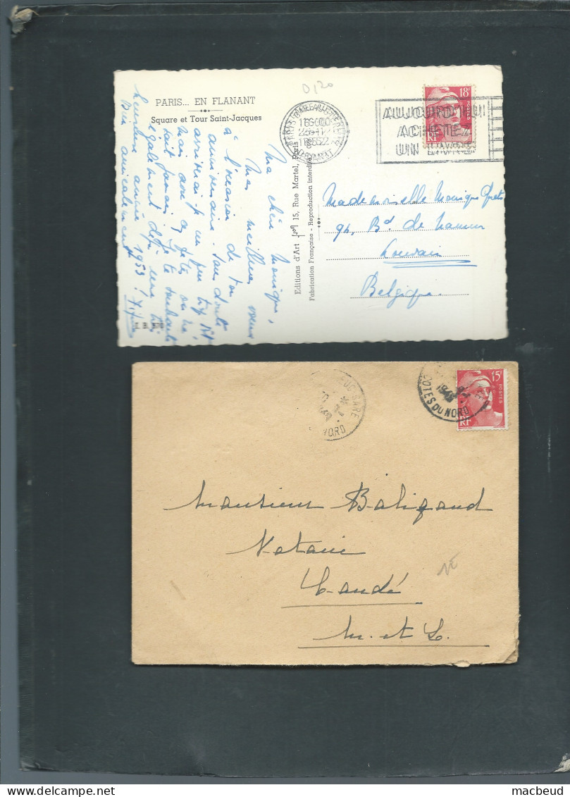 Lot 6 Documents Afranchis Par Mariane De Gandon  MALD 136 - 1945-54 Marianne De Gandon
