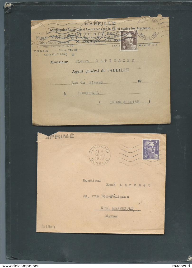 Lot 6 Documents Afranchis Par Mariane De Gandon  MALD 137 - 1945-54 Marianne (Gandon)