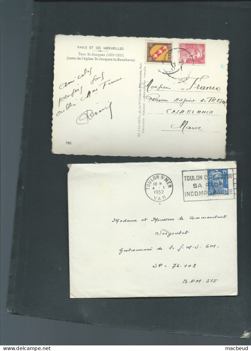 Lot 6 Documents Afranchis Par Mariane De Gandon  MALD 137 Bis - 1945-54 Marianne De Gandon