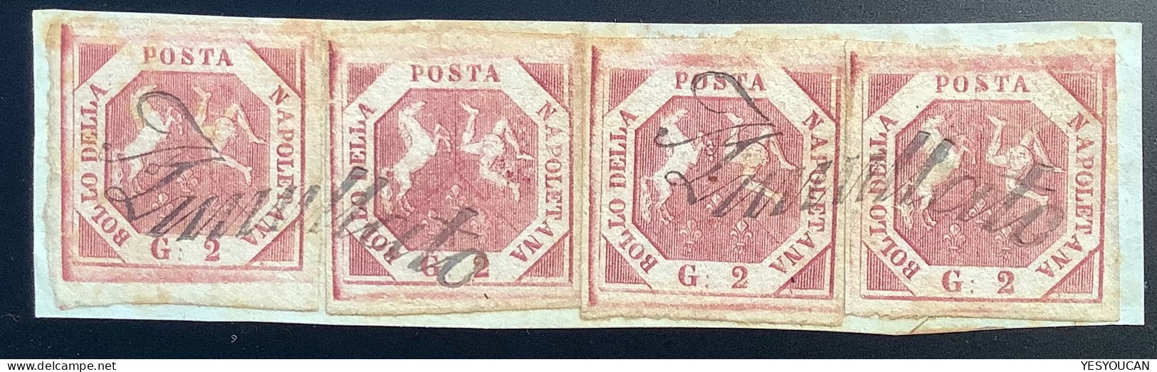 Napoli 1858 2gr Rose I SUPERB Svolazzo Postmark “Annullato” Of Bari, Lucera, Massafra, Monopoli (Naples Neapel Naple - Neapel