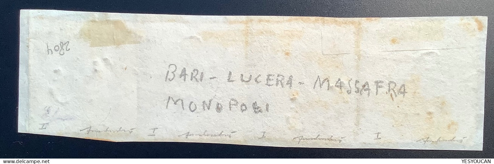 Napoli 1858 2gr Rose I SUPERB Svolazzo Postmark “Annullato” Of Bari, Lucera, Massafra, Monopoli (Naples Neapel Naple - Napels