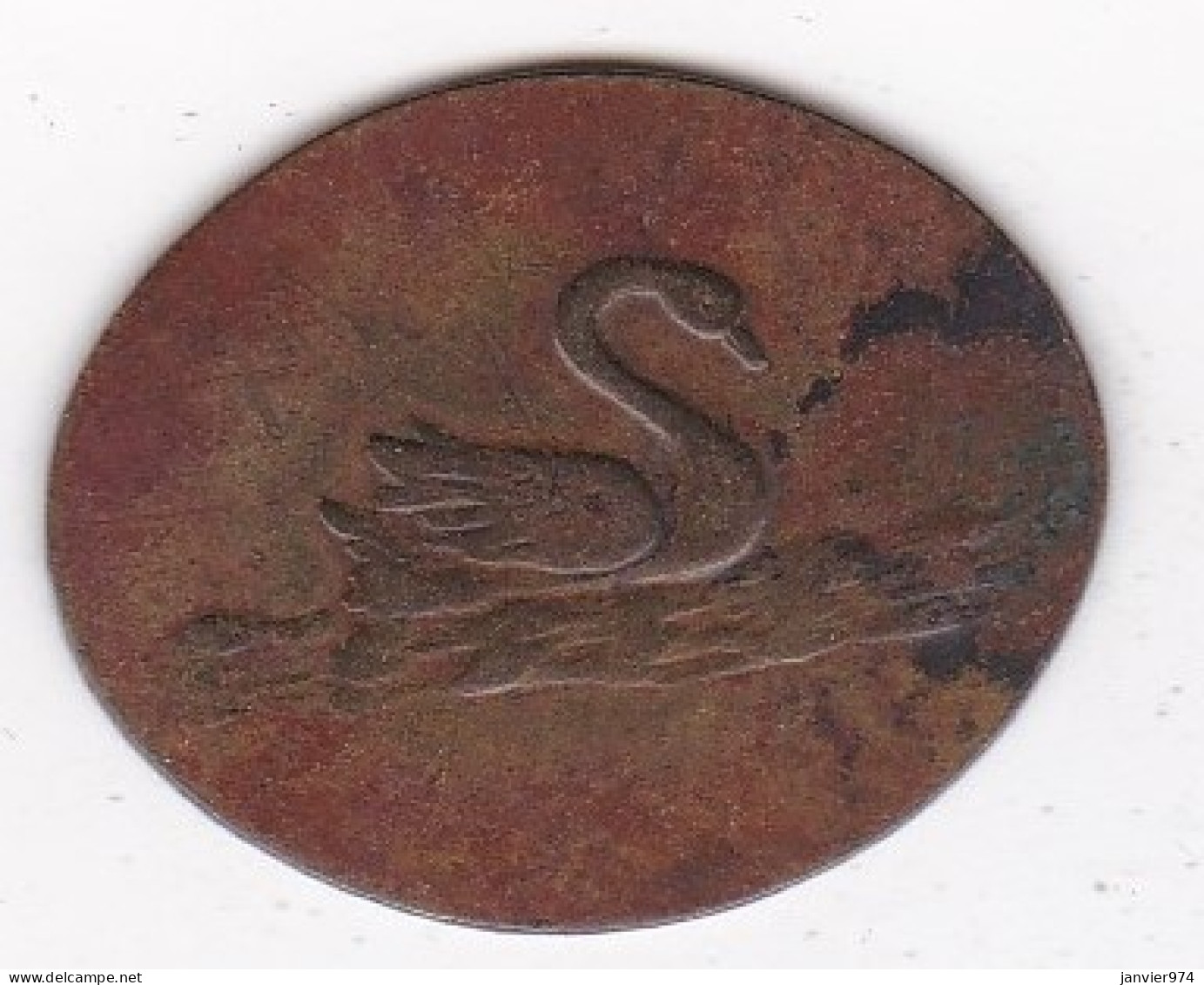 Jeton Oval  1 Franc . Cygne . à Identifier Et à Localiser , En Laiton - Monétaires / De Nécessité