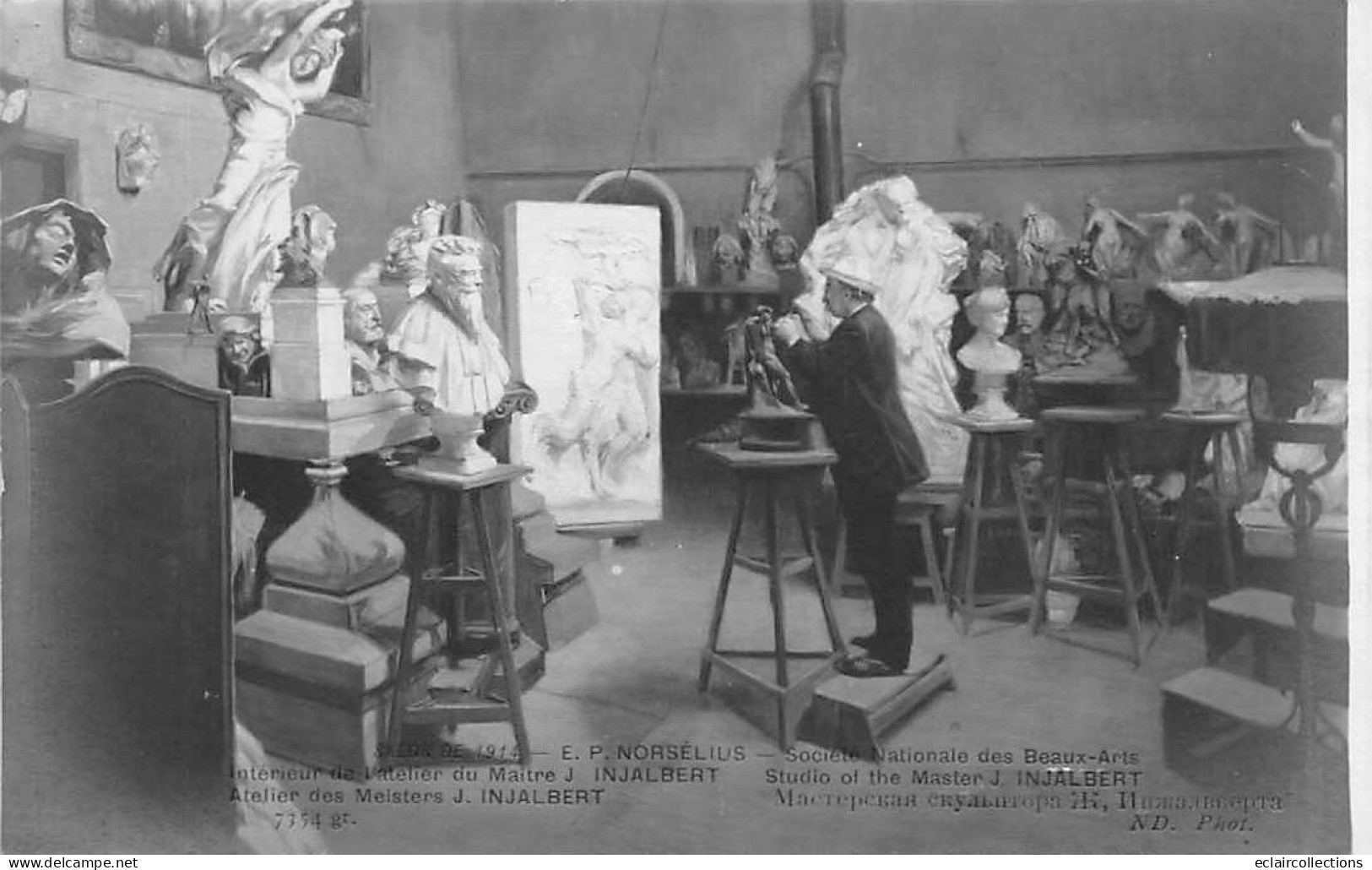 Thème Métier.Sculpture Salon Des Arts 1914 J.Injalabert Dans Son Atelier  .   (voir Scan) - Autres & Non Classés