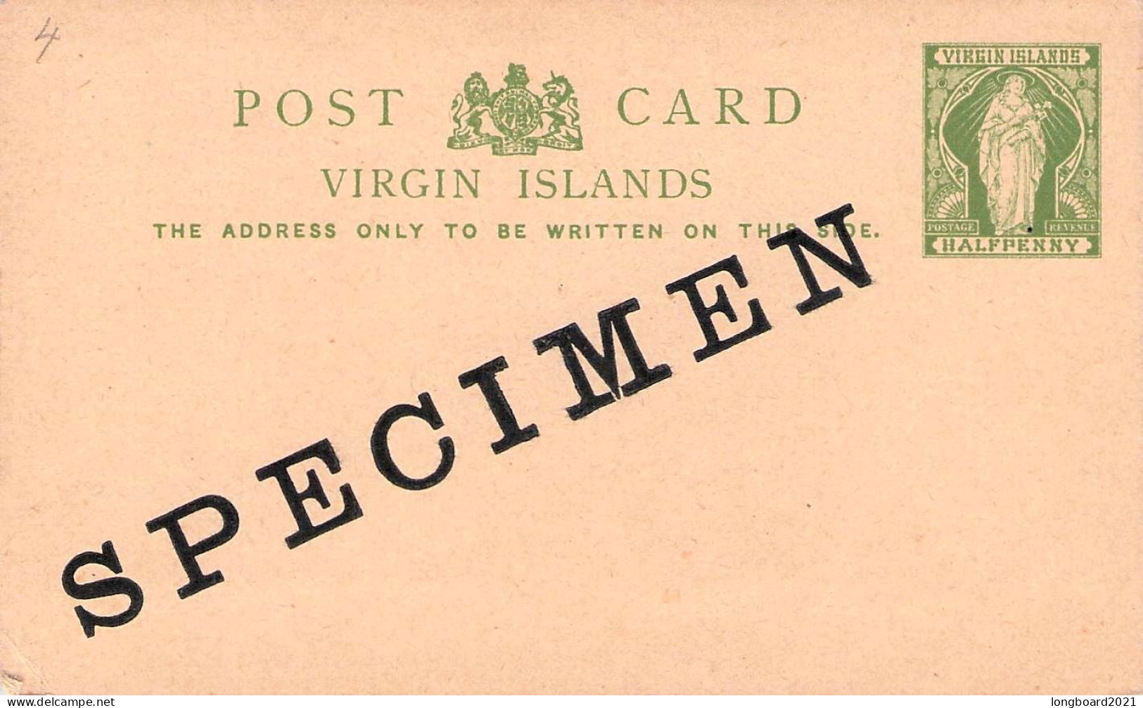 BRITISH VIRGIN ISLANDS - POSTCARD HALF PENNY -SPECIMEN- / *2004 - British Virgin Islands