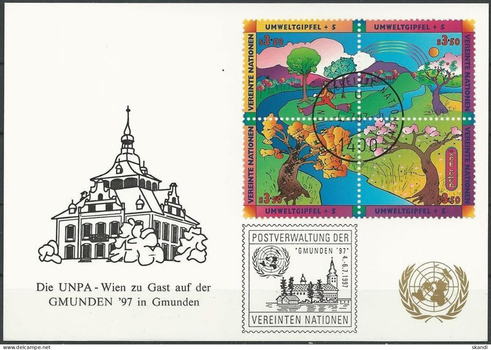 UNO WIEN 1997 Mi-Nr. 179 WEISSE KARTE - GMUNDEN 04.07.1997 - Lettres & Documents