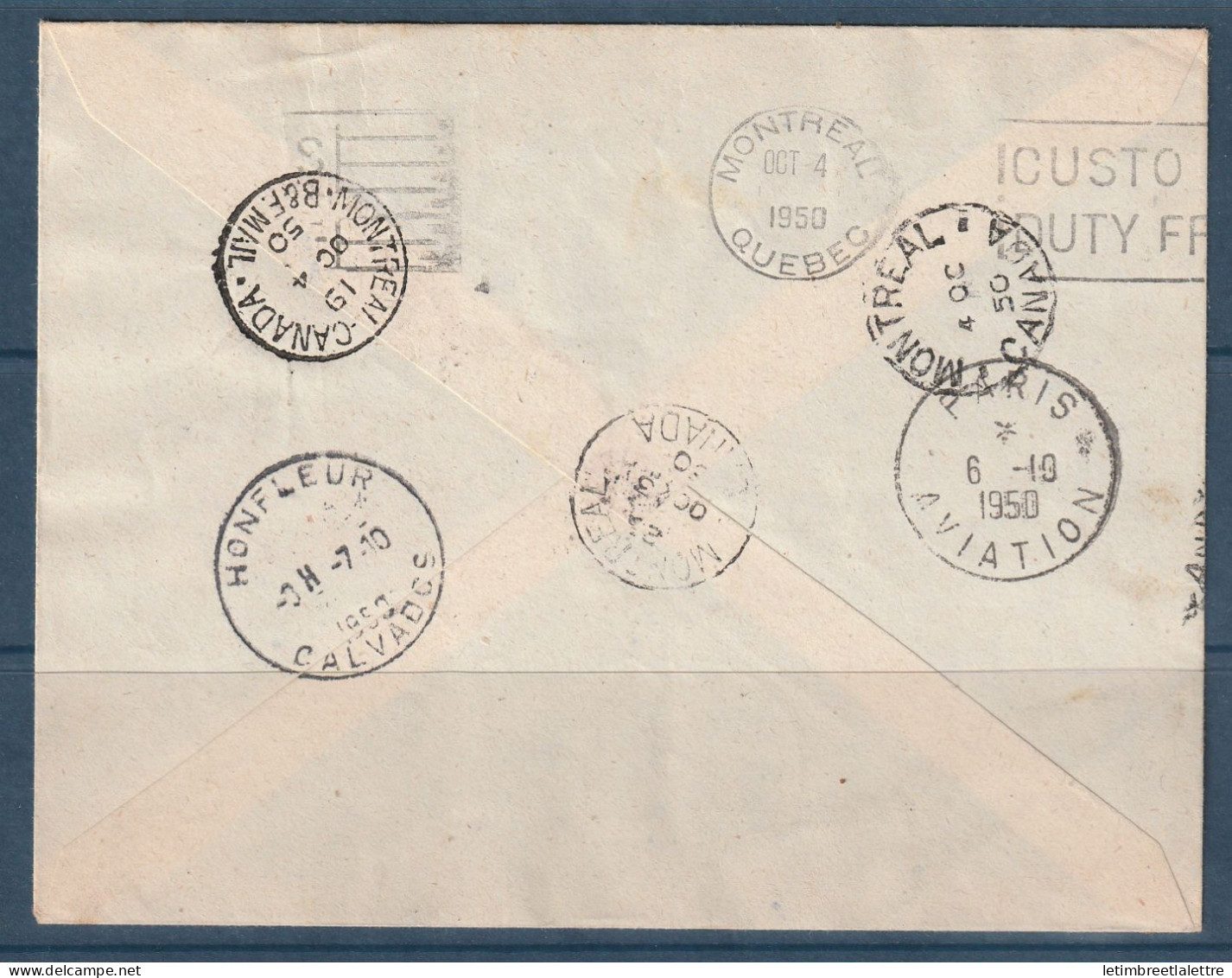 France - Première Liaison Aérienne - Paris Montréal - 1950 - First Flight Covers