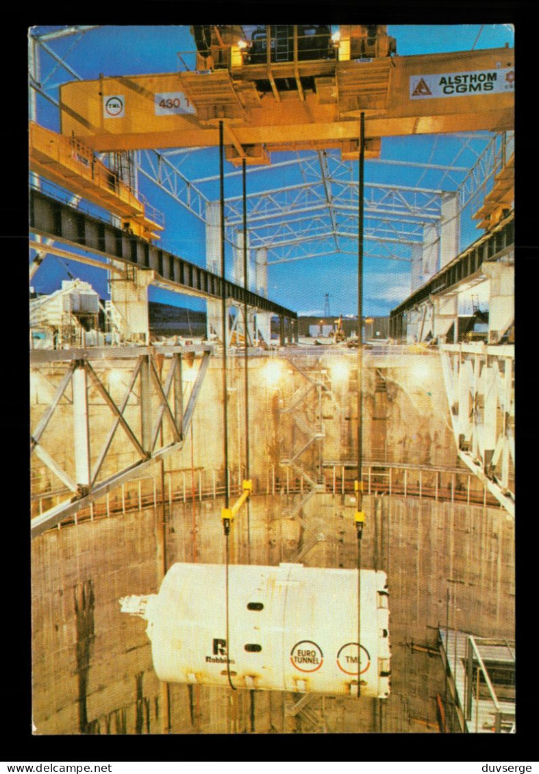 62 Pas De Calais Sangatte Eurotunnel Descente Du 1er Tunnelier "brigitte" Dans Le Puits De Sangatte 28 Janvier 1988 - Sangatte