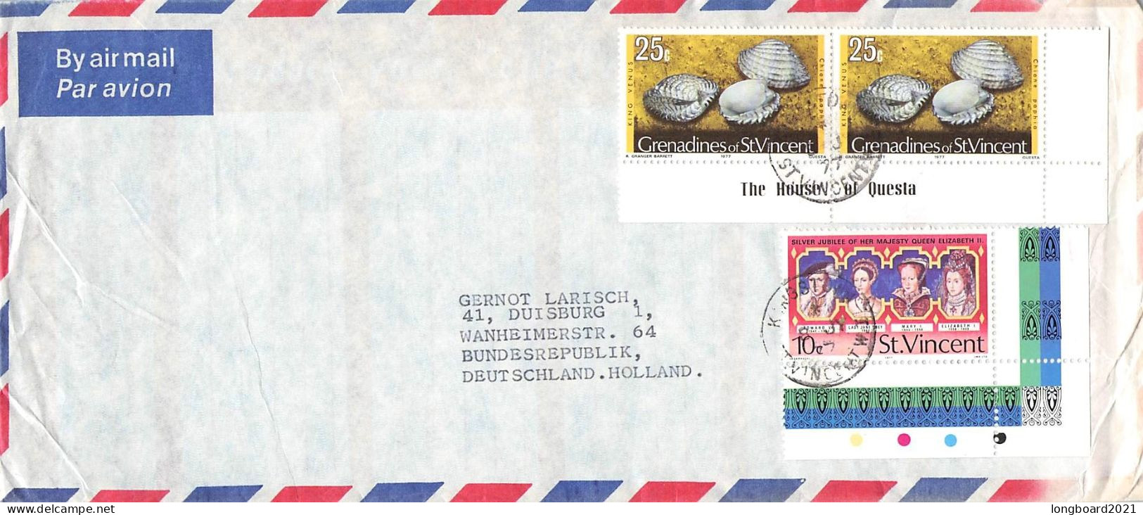 St. VINCENT & GRENADINES - AIR MAIL 1977 - DUISBURG/DE / *2014 - St.Vincent Und Die Grenadinen