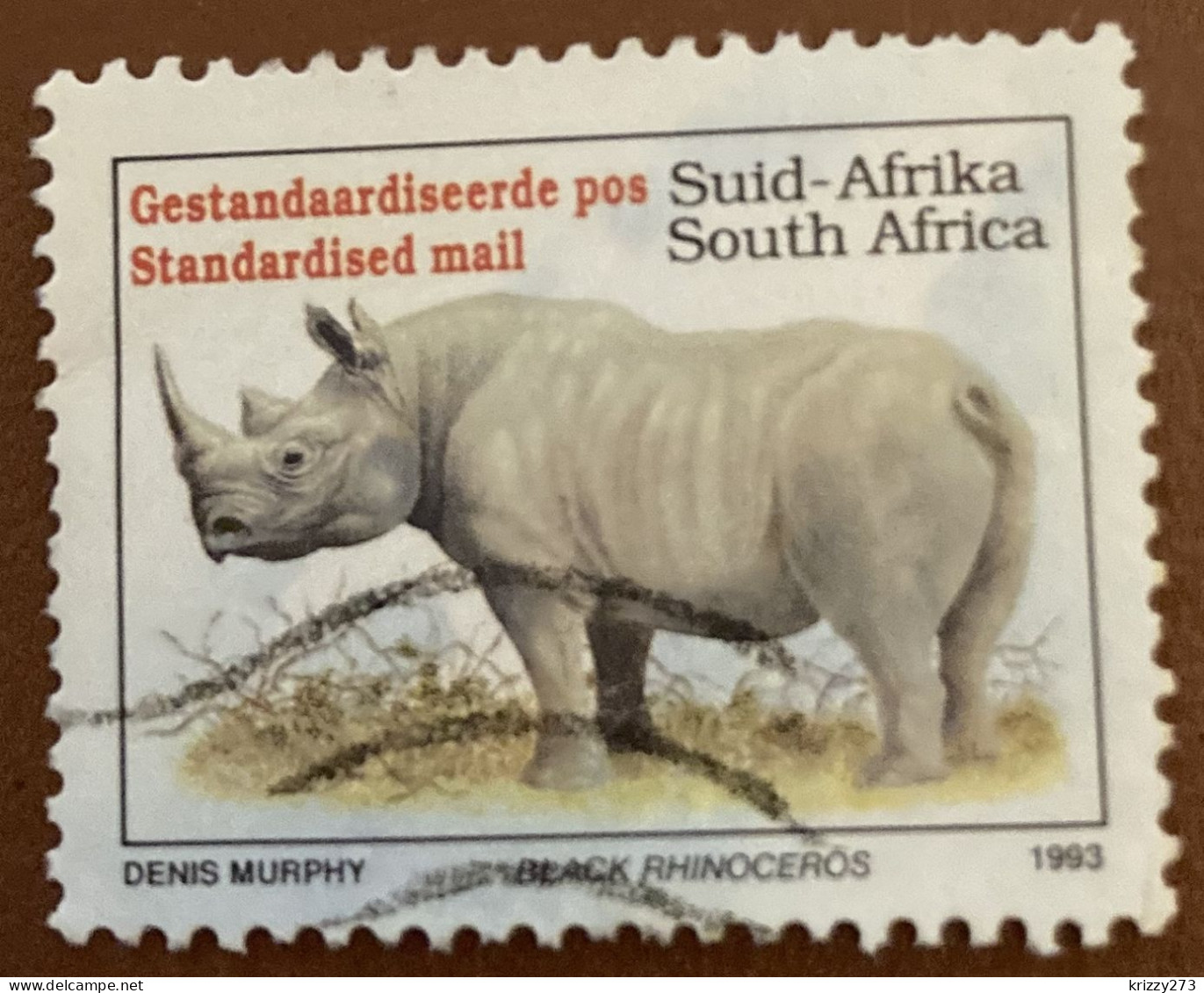 South Africa 1993 Endangered Fauna Diceros Bicorniss 45 C - Used - Usati