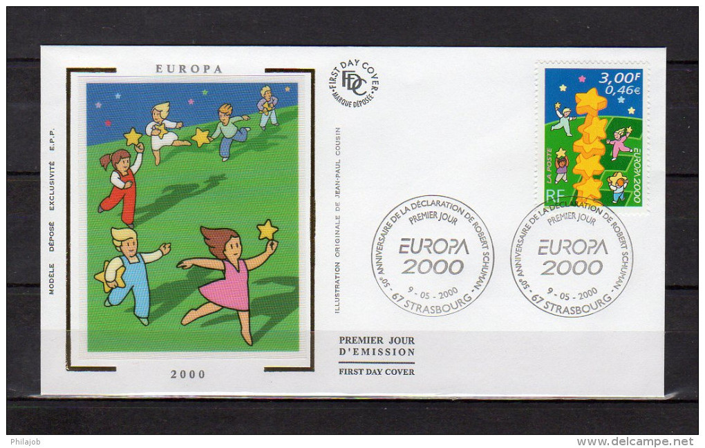 " EUROPA 2000 / ETOILES " Sur Enveloppe 1er Jour En Soie De 2000 Obl. STRASBOURG. N° YT 3315. Parfait état. FDC - 2000