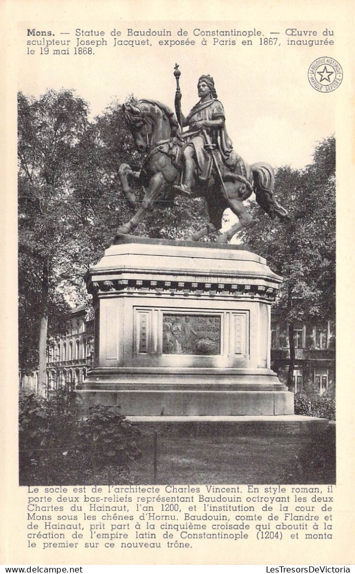 BELGIQUE - MONS - Statue De Baudouin De Constantinople - Oeuvre Du Sculpteur Joseph Jacquet - Carte Postale Ancienne - Mons