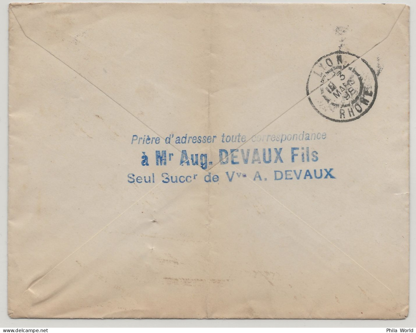 FRANCE Type SAGE Type II N Sous U Mars 1898 15 C Bleu Sur Lettre LONS SAUNIER Ambulant BOURG MOUCHARD Pour LYON - 1876-1898 Sage (Type II)
