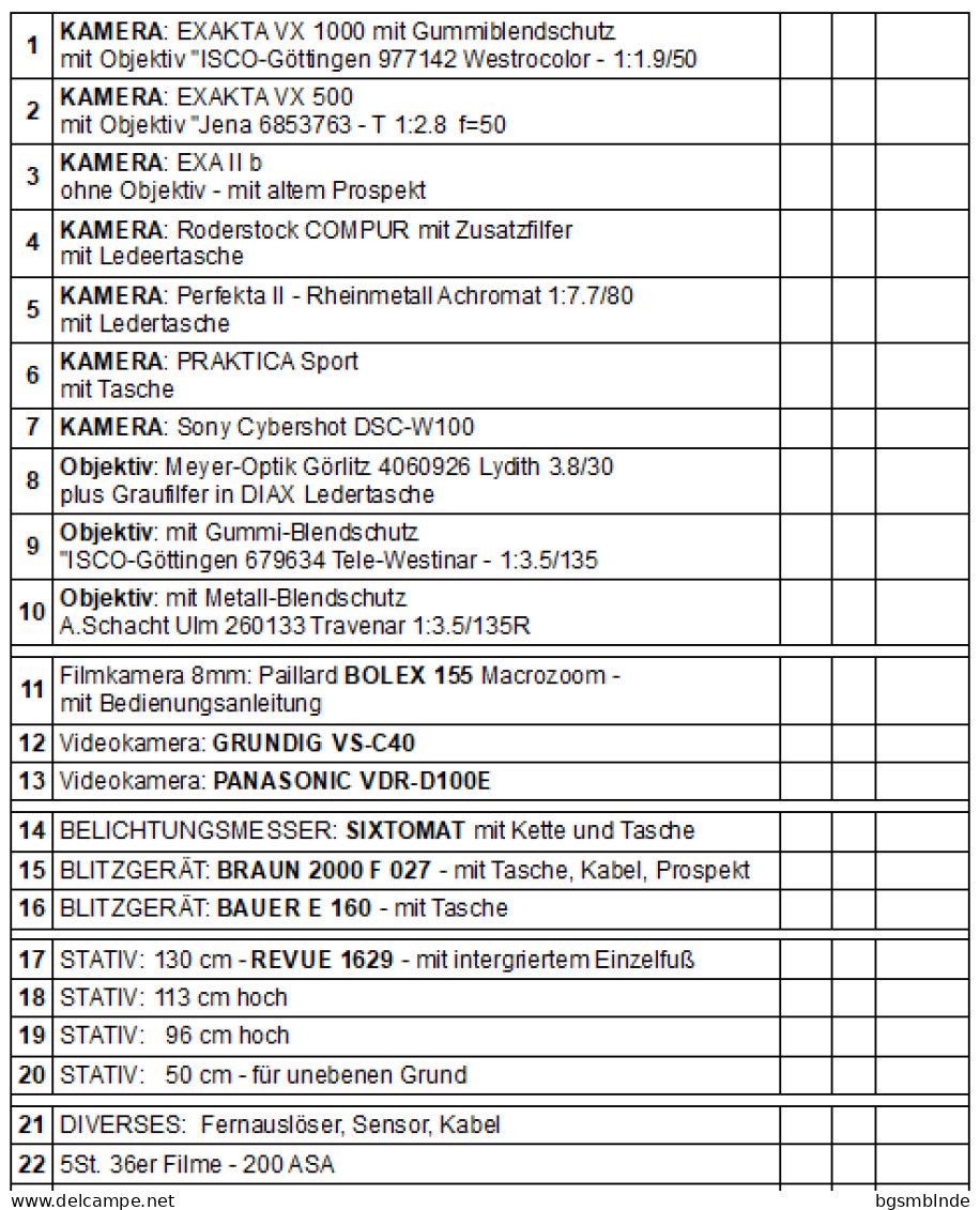 Umfangreicher Fotogeräte Nachlass - Siehe Liste - Cameras