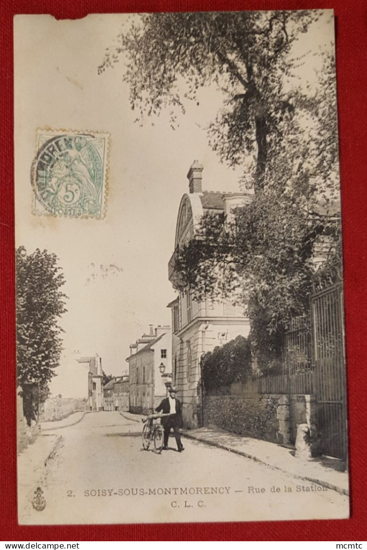 CPA Abîmée , Décollée  - Soisy-sous-Montmorency - Rue De La Station - Soisy-sous-Montmorency