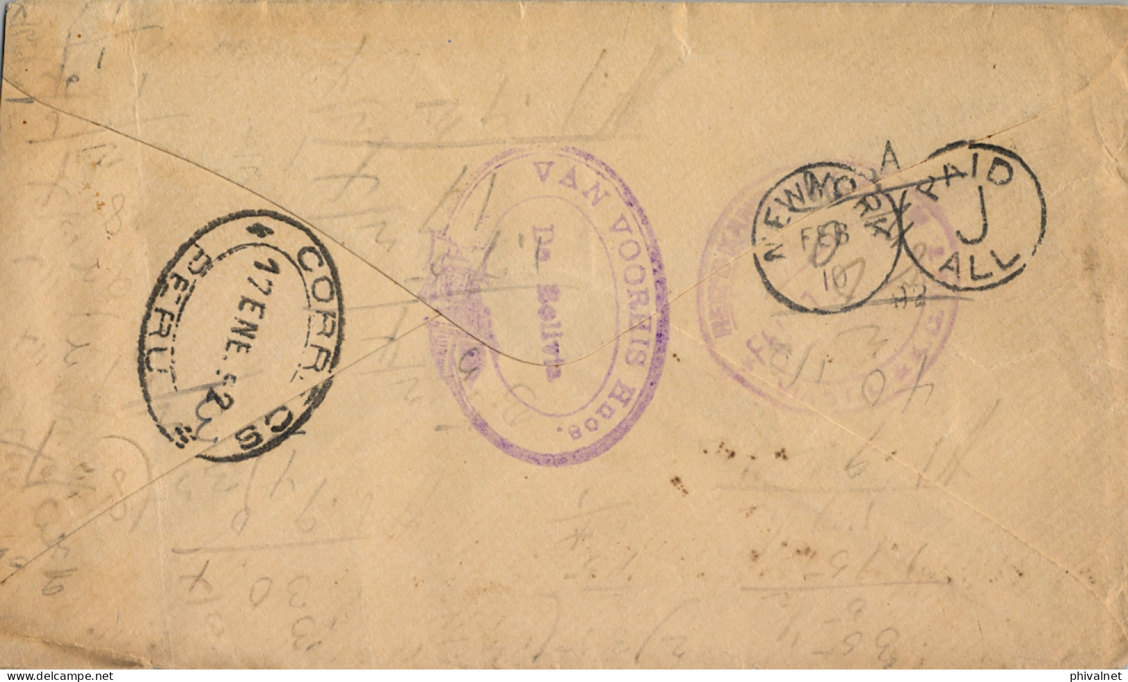 1892 BOLIVIA , SOBRE ENTERO POSTAL CIRCULADO VIA PANAMÁ , TARIJA - KANSAS CITY , TRÁNSITOS PERÚ Y NEW YORK - Bolivien