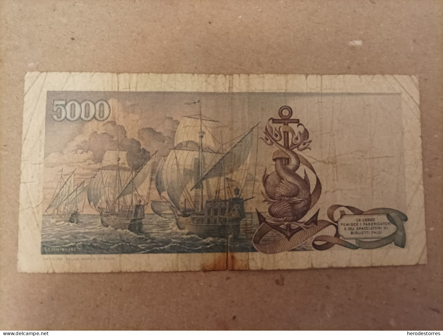 Billete De 5000 Liras, Año 1971 - Biglietti Di Stato