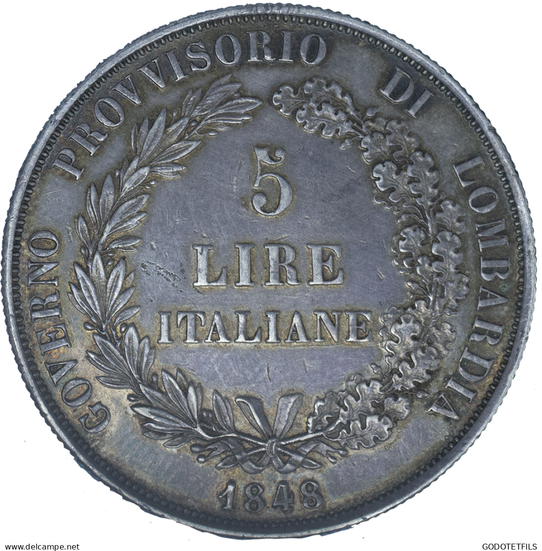 Gouvernement Provisoire De Lombardie - 5 Lire - 1848 - Milan - Governo Rivoluzionario Provvisiorio