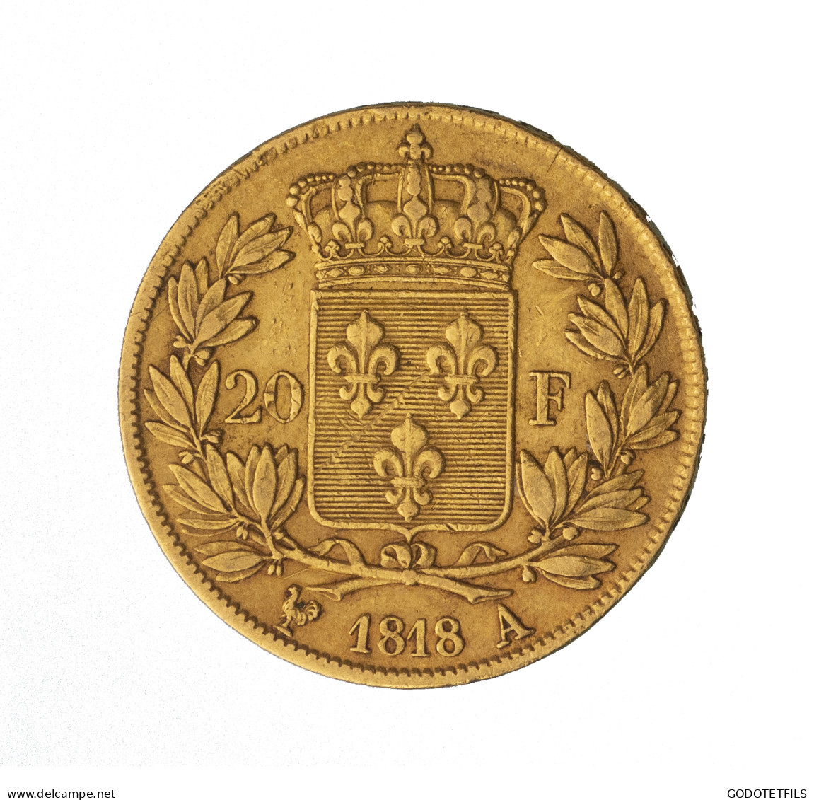 20 Francs Or Louis XVIII 1818 Paris - 20 Francs (oro)