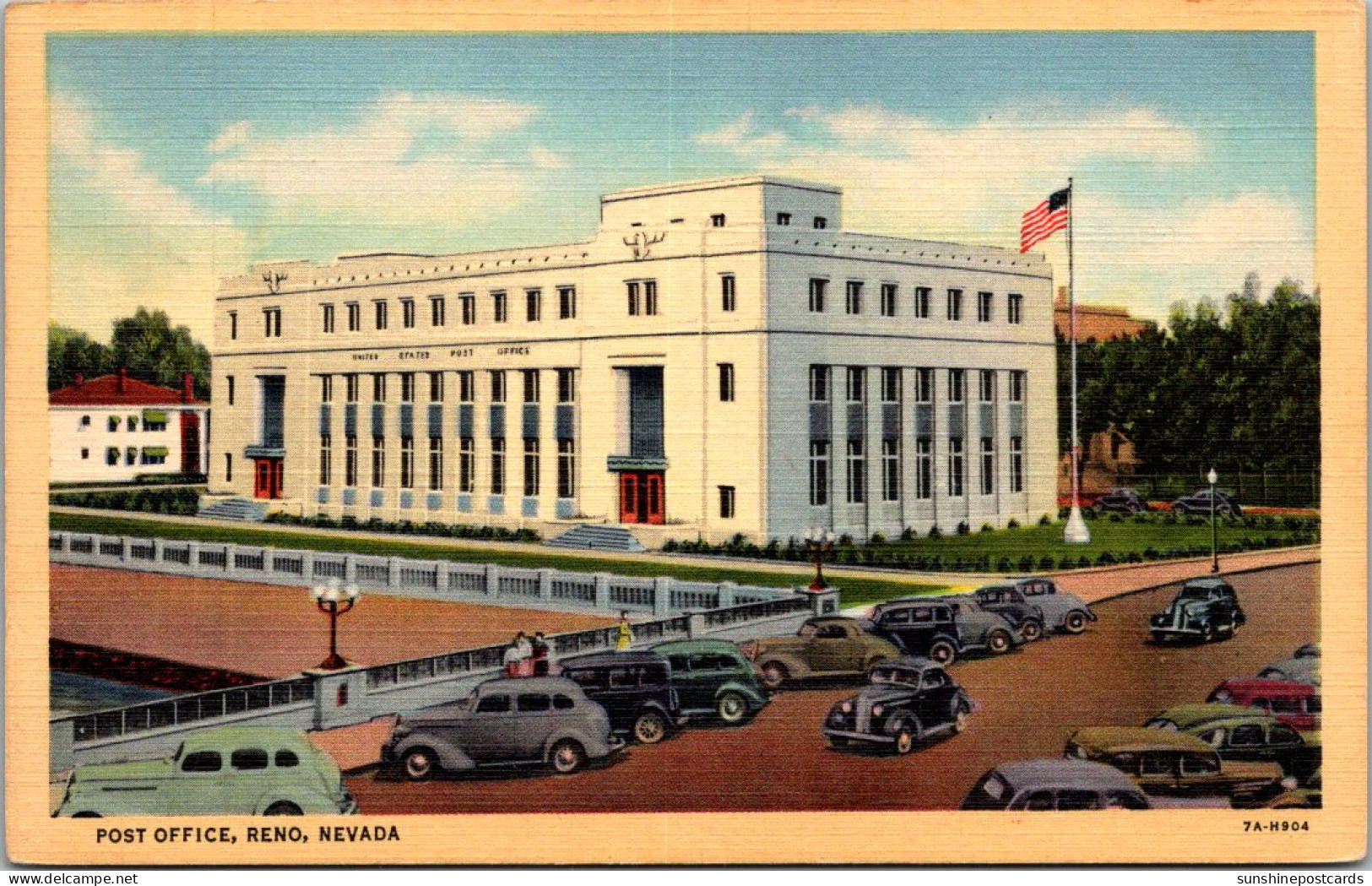 Nevada Reno Post Office 1948 Curteich - Reno