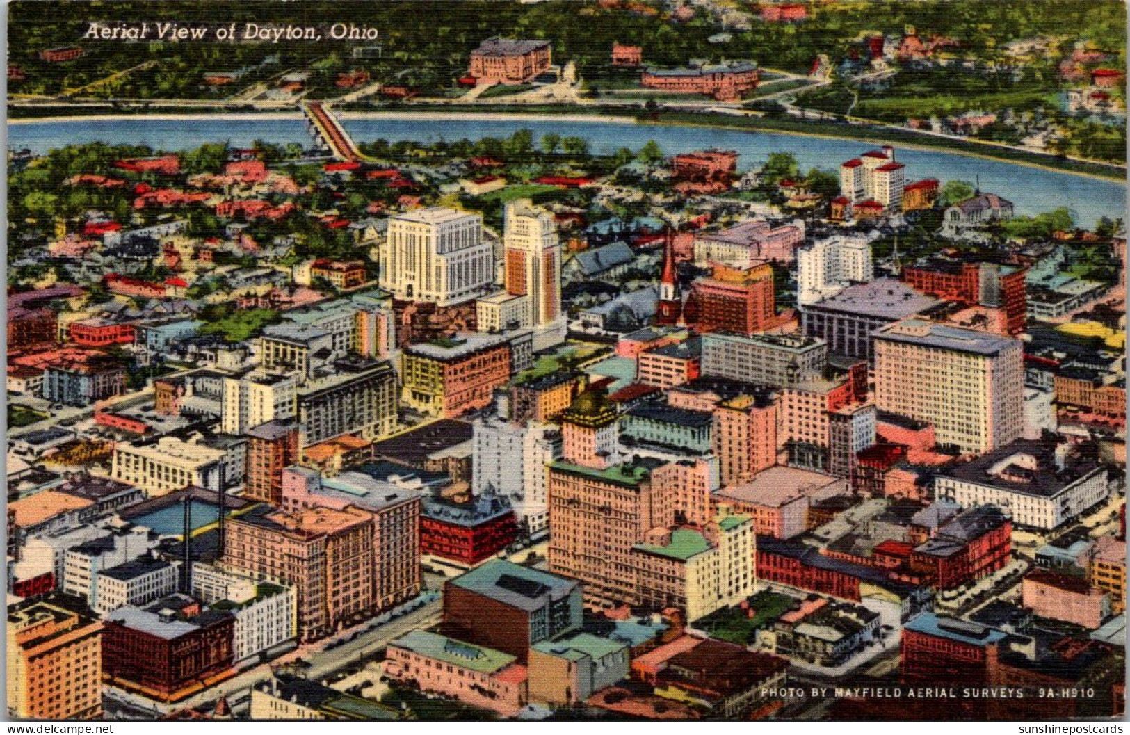 Ohio Dayton Aerial View Curteich - Dayton