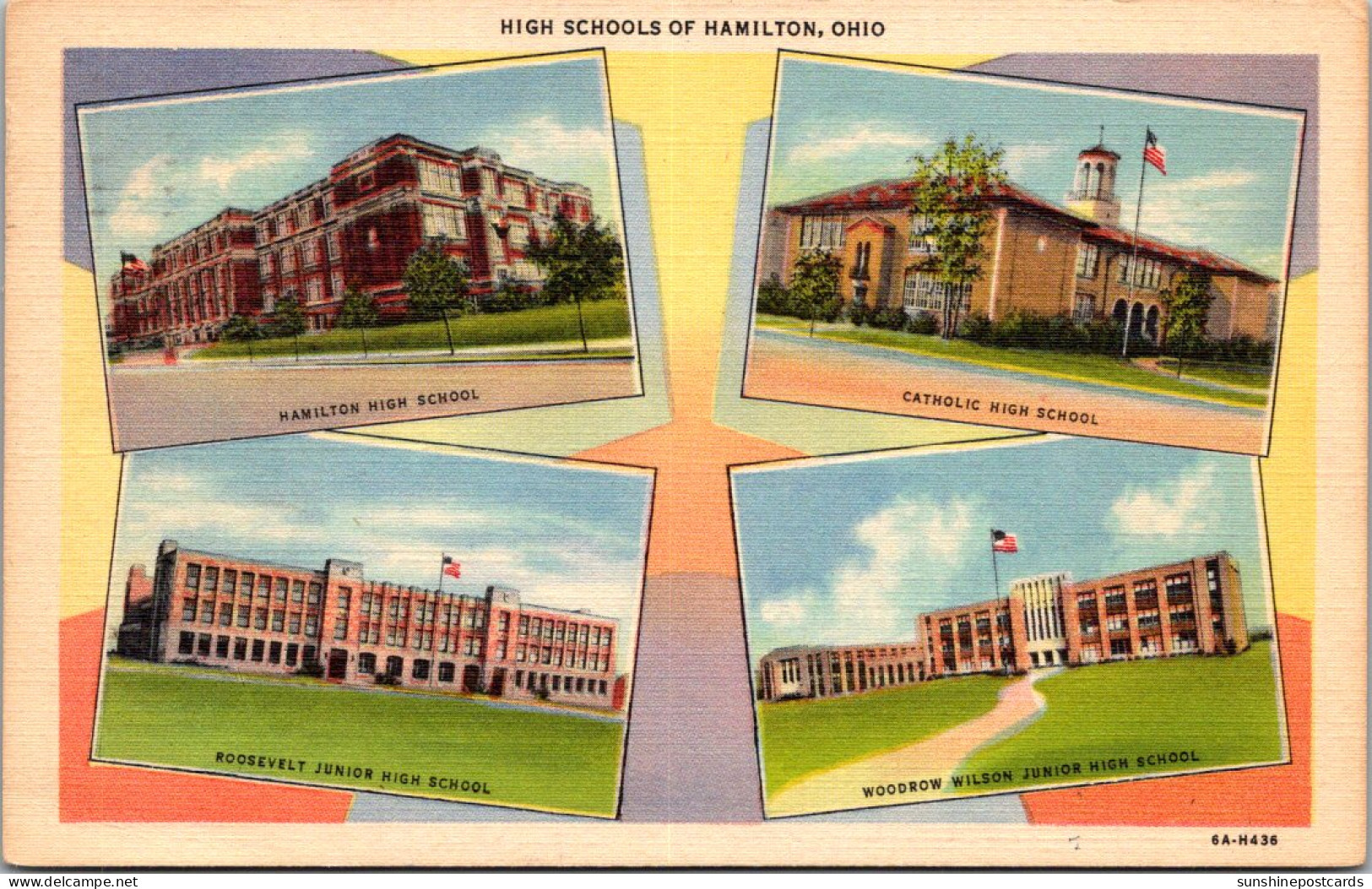 Ohio Hamilton Catholic Woodrow Wilson Junior Roosevelt Junior And Hamilton High School 1960 Curteich - Hamilton