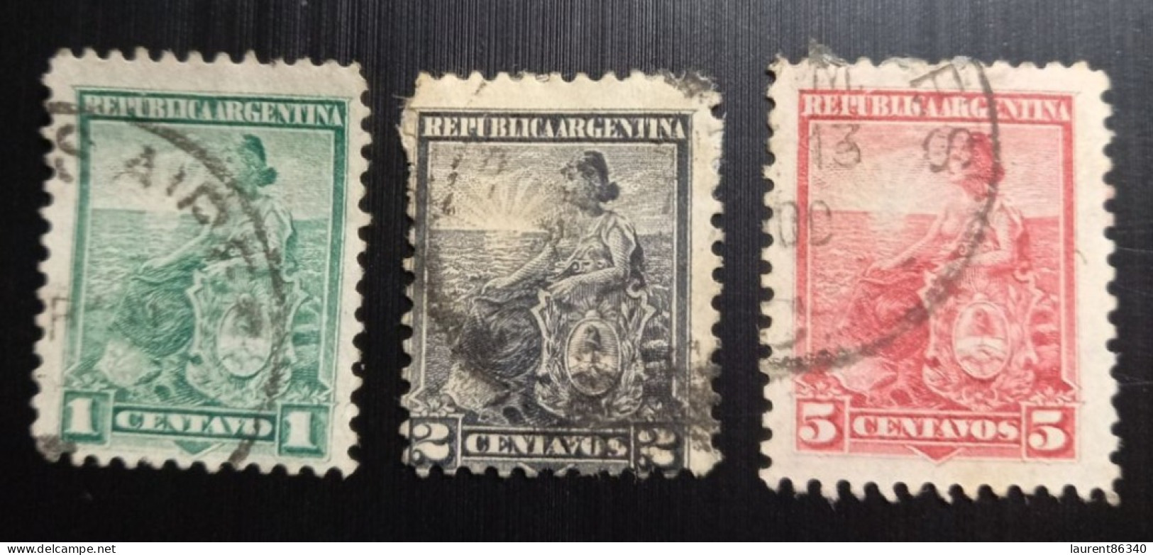 Argentine 1899 - Symbols Of The Republic - Allégorie,Lliberté Assise Lot 3 Timbres Oblitérés - Used Stamps