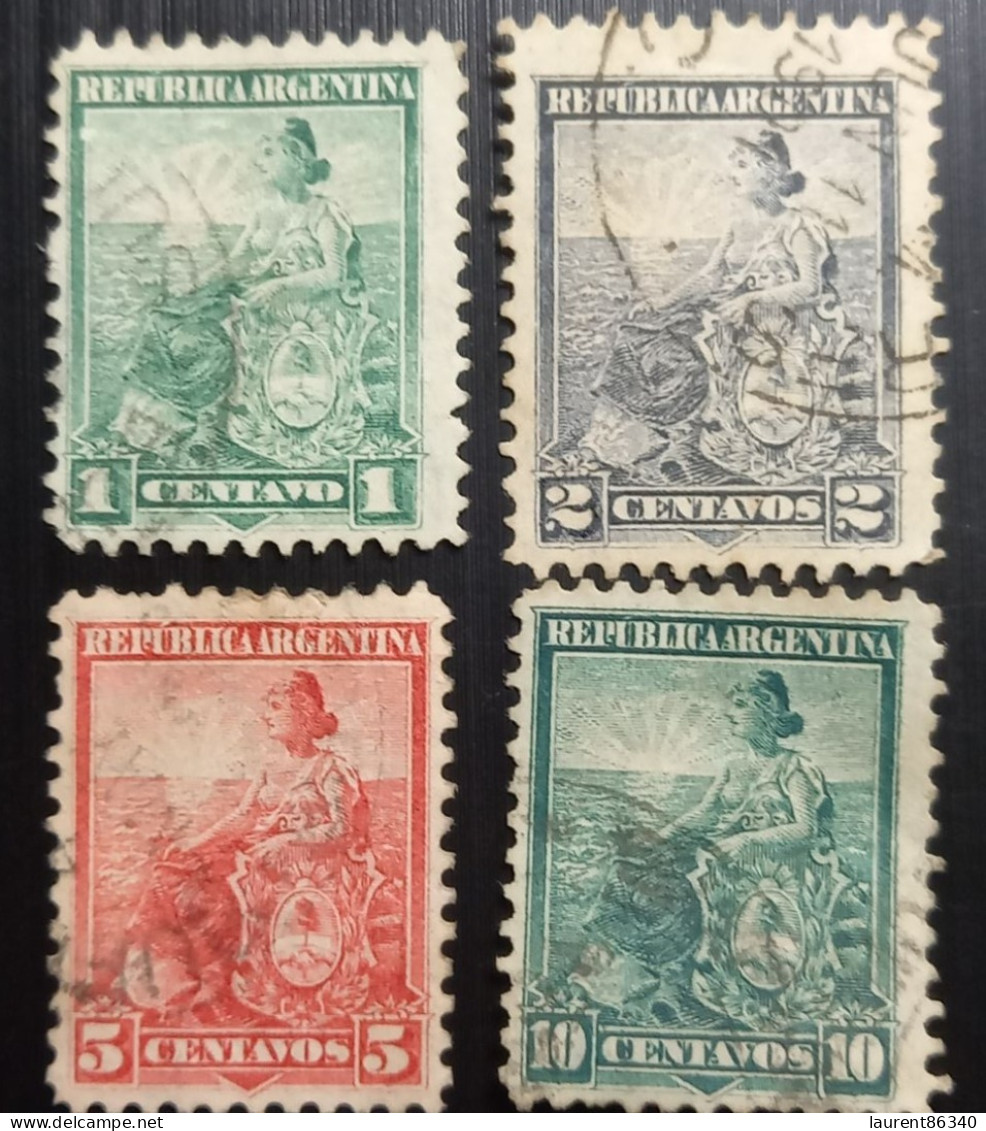 Argentine 1899 - Symbols Of The Republic - Allégorie,Lliberté Assise Lot 4 Timbres Oblitérés - Used Stamps
