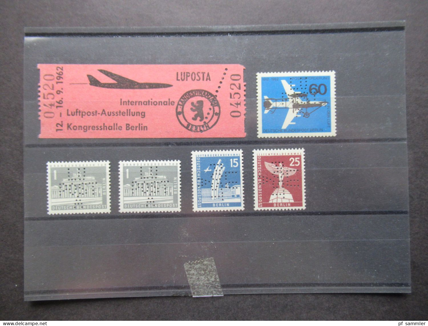 Berlin 1962 LUPOSTA 5x Marken Mit Lochung Und Originaler Eintrittskarte  Kongresshalle Berlin Internationale Luftpost Au - Ungebraucht