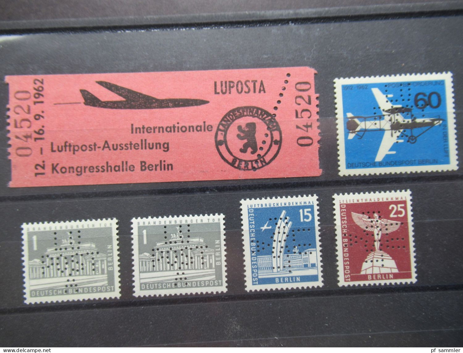 Berlin 1962 LUPOSTA 5x Marken Mit Lochung Und Originaler Eintrittskarte  Kongresshalle Berlin Internationale Luftpost Au - Unused Stamps