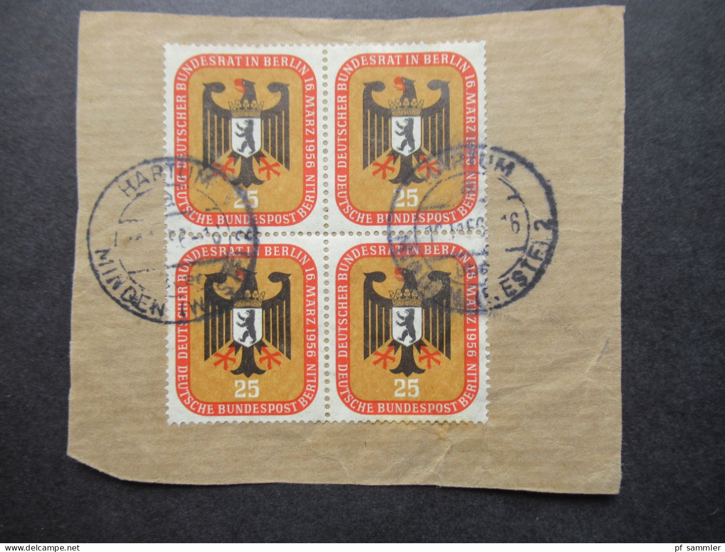 Berlin 1956 Nr.137 Deutscher Bundesrat Gestempelt  2x Briefstück / 1x 4er Block / 1x Senkr. Paar Rand M. Passerkreuz - Gebraucht