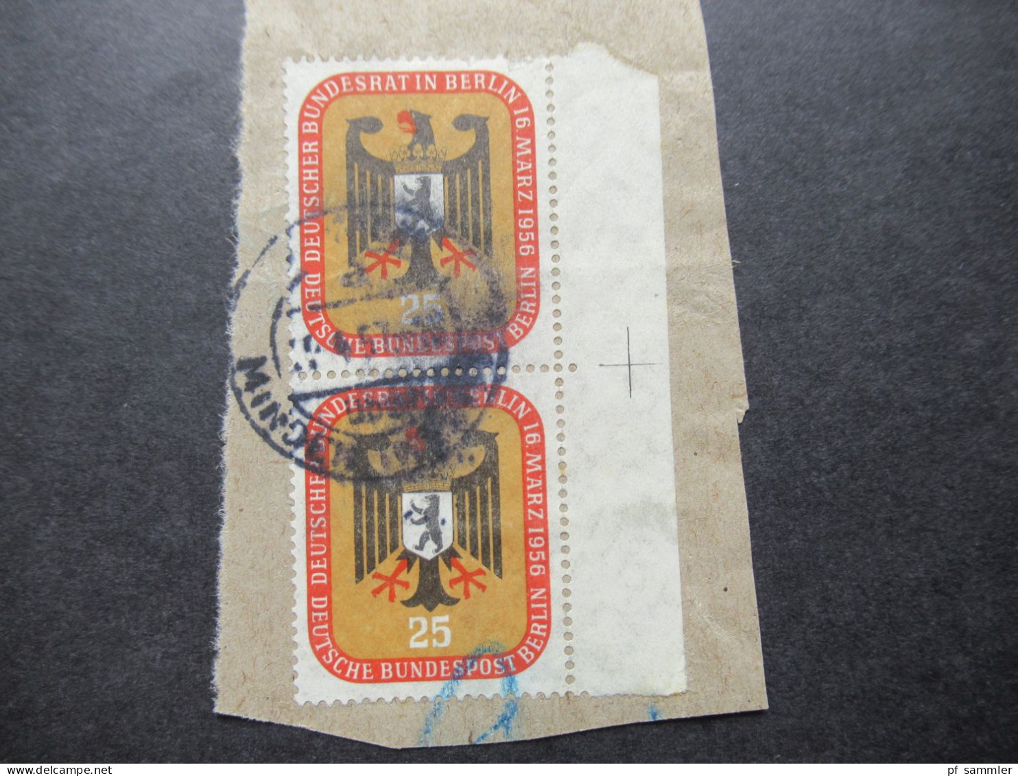 Berlin 1956 Nr.137 Deutscher Bundesrat Gestempelt  2x Briefstück / 1x 4er Block / 1x Senkr. Paar Rand M. Passerkreuz - Gebraucht