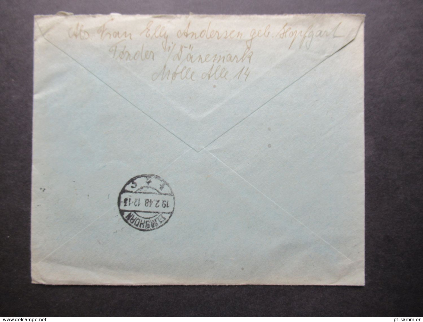 Dänemark 1948 MiF Grenzgebiet Stempel Tonder Besog Nach Elmshorn In Holstein Mit Ank. Stempel - Brieven En Documenten