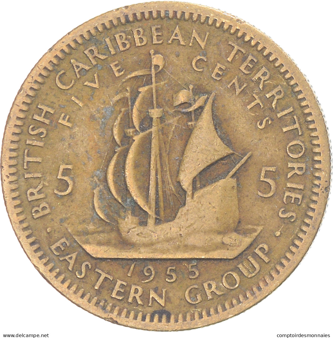 Monnaie, Territoires Britanniques Des Caraïbes, 5 Cents, 1955 - Britse-karibisher Territorien