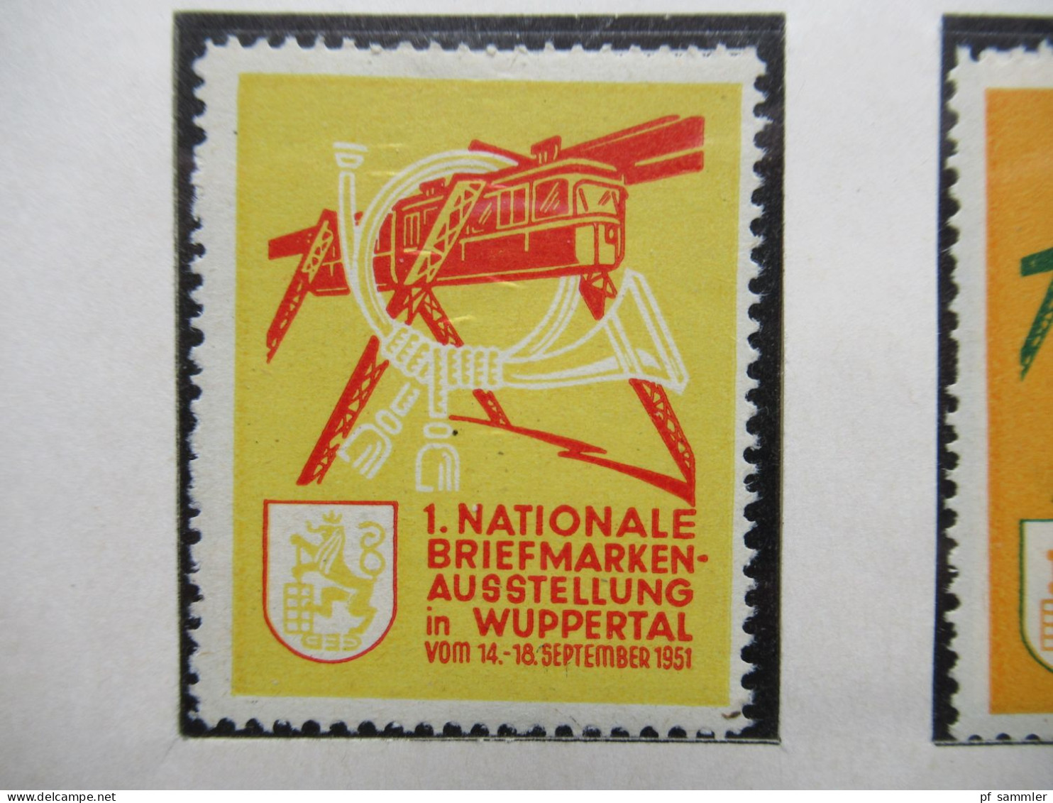 BRD 1951 Vignette Ungebraucht 2 Stück 1. Nationale Briefmarken Ausstellung 1951 Wuppertal / Lindner PK - Cinderellas