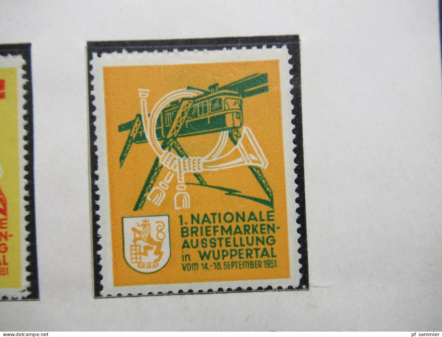 BRD 1951 Vignette Ungebraucht 2 Stück 1. Nationale Briefmarken Ausstellung 1951 Wuppertal / Lindner PK - Erinnophilie