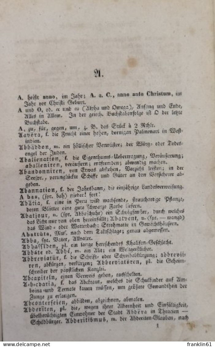 Verdeutschendes Und Erklärendes Fremdwörterbuch Zum Schul- Und Hausgebrauch, - Schulbücher