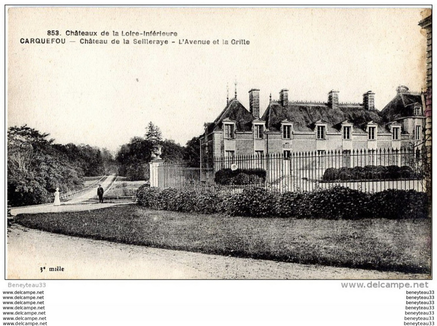 CPA (Réf :F774) CARQUEFOU (LOIRE-ATLANTIQUE 44) Château De La Seilleraye - L'Avenue Et La Grille (animée) 3e Mile - Carquefou