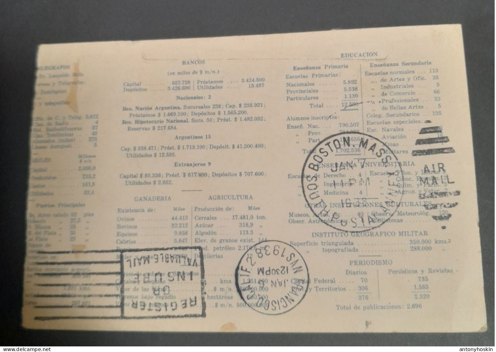 28 December 1937 First Airmail New Zealand -USA. - Posta Aerea