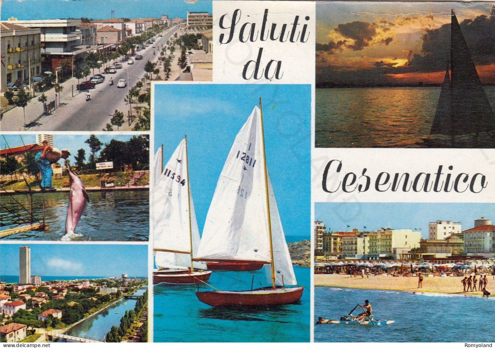 CARTOLINA  CESENATICO,CESENA,EMILIA ROMAGNA-SALUTI-BARCHE,SPIAGGIA,MARE,SOLE,ESTATE,VACANZA,BELLA ITALIA,VIAGGIATA 1966 - Cesena
