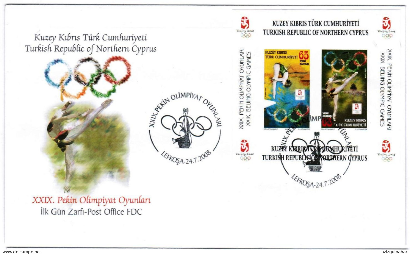 2008 - OLYMPICS - PEKING CHINA - TURKISH CYPRIOT STAMPS - FDC  - USED - Gebraucht