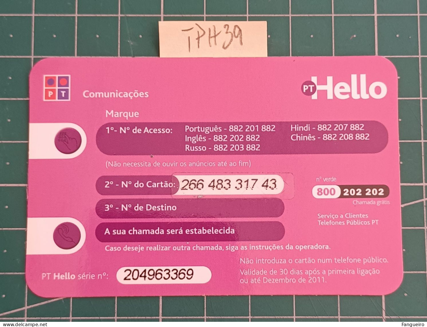 PORTUGAL PREPAID USED PHONECARD PT HELLO - PTH39 - MÓVEL - Portugal