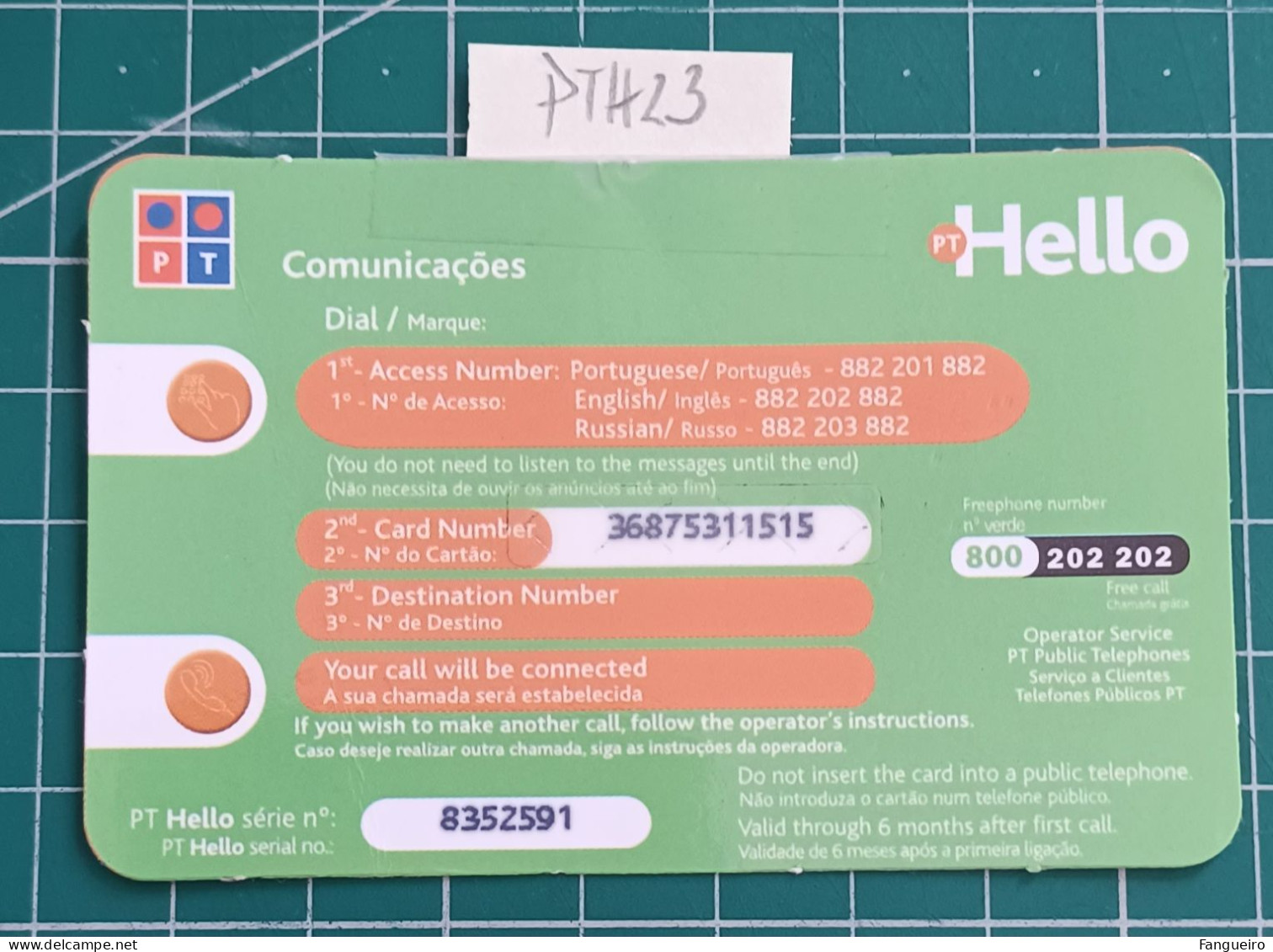 PORTUGAL PREPAID USED PHONECARD PT HELLO - PTH23 - INDIA PAKISTAN - Portugal