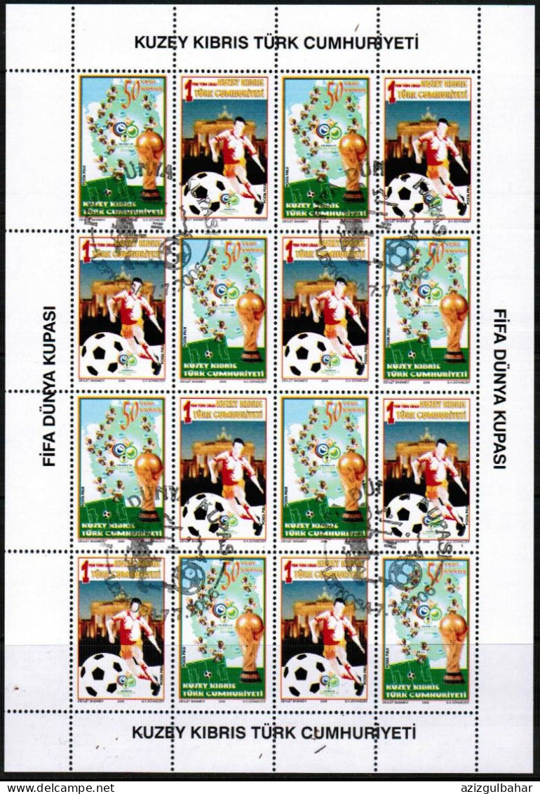 2006 - FOOTBALL  - FIFA -  TURKISH CYPRIOT STAMPS - USED SHEET - Usados