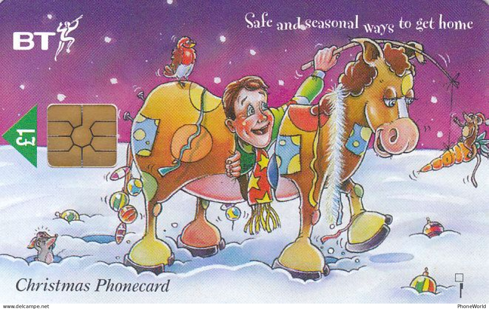 BT Folder With 6 Anti-drink Christmas Phonecards, Including Space Hopper And Panto Horse, Mint - BT Zivile Luftfahrt